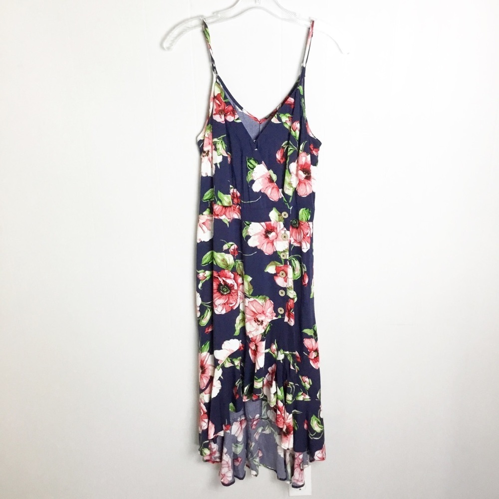 Xhilaration Hawaiian Navy Blue Floral Dress Size M